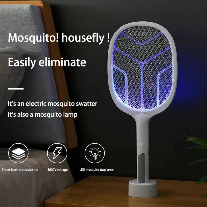 2-in-1 Rechargeable Electric Mosquito Swatter with LED Trap Lamp - Image 2