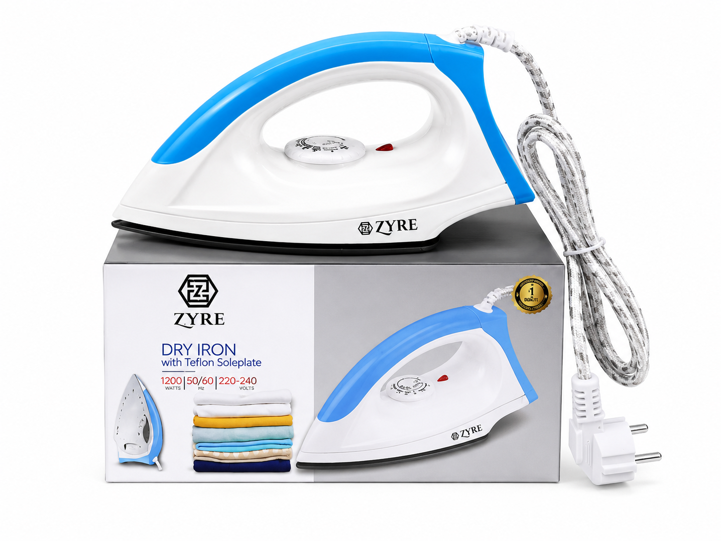 ZYRE Dry Iron with Teflon Soleplate – 1200W