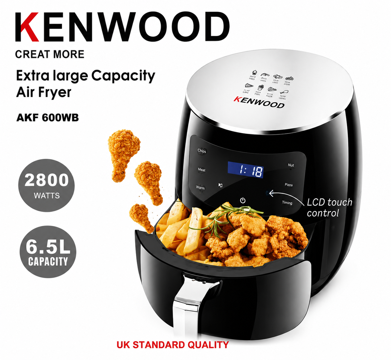 Kenwood AKF 600WB Extra Large Digital Air Fryer – 6.5L Capacity