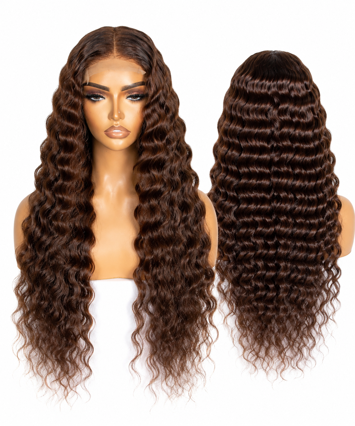Premium Brown Deep Wave Human Hair Wig