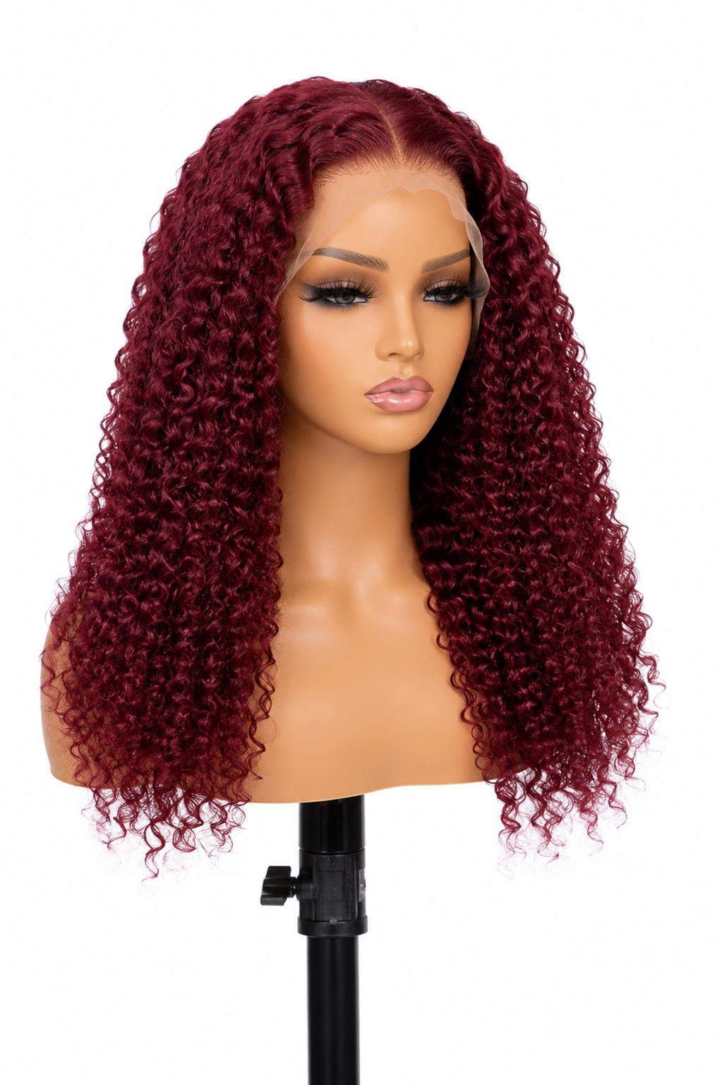 Burgundy Jerry Curl Human Hair Wig 14 Inches