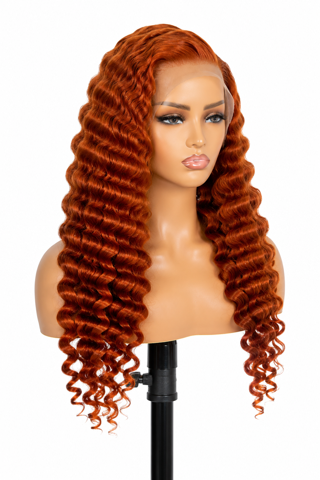 100% Human Hair Ginger Deep Wave Wig