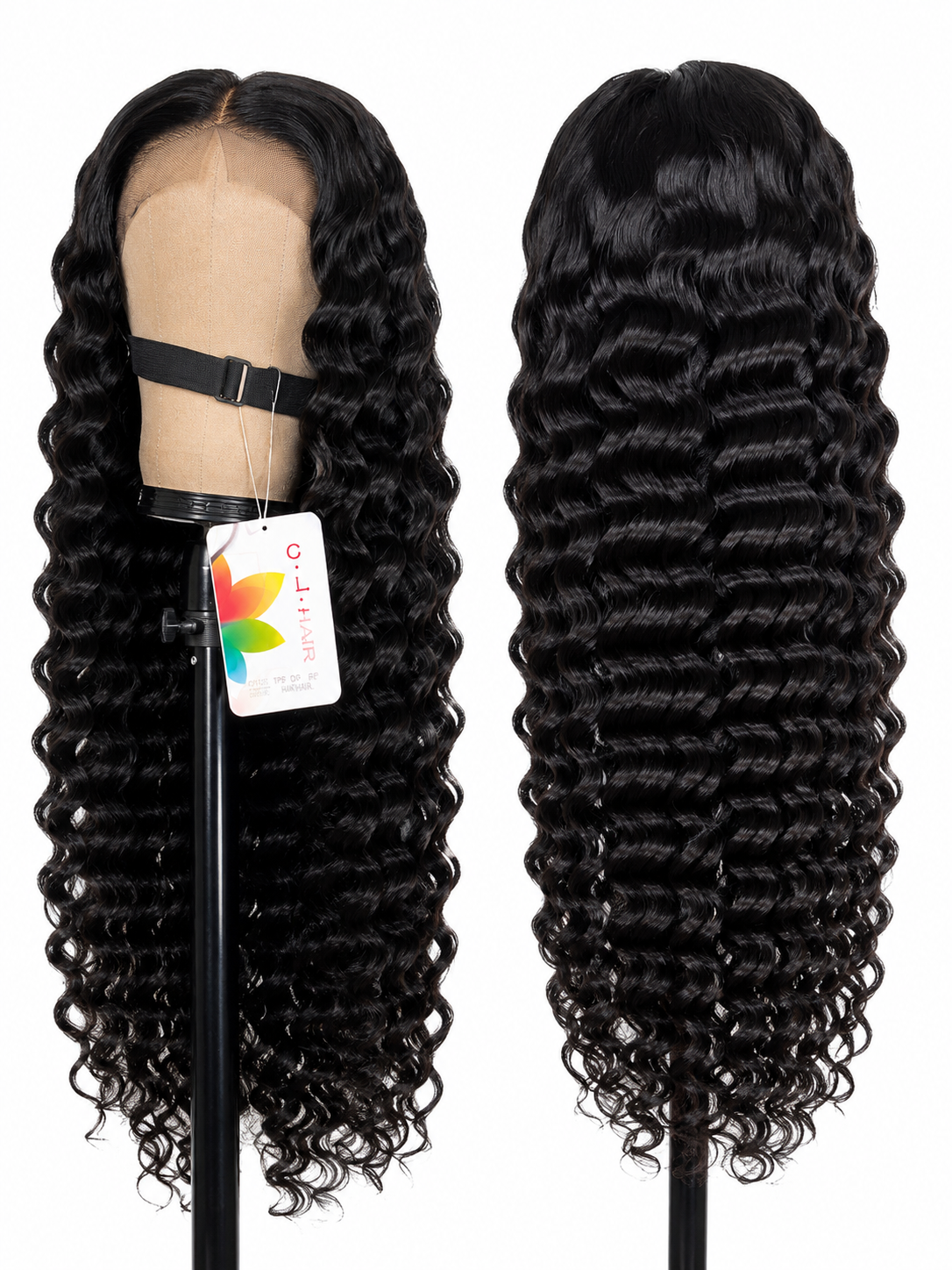 Natural Black Deep Wave Human Hair Lace Front Wig