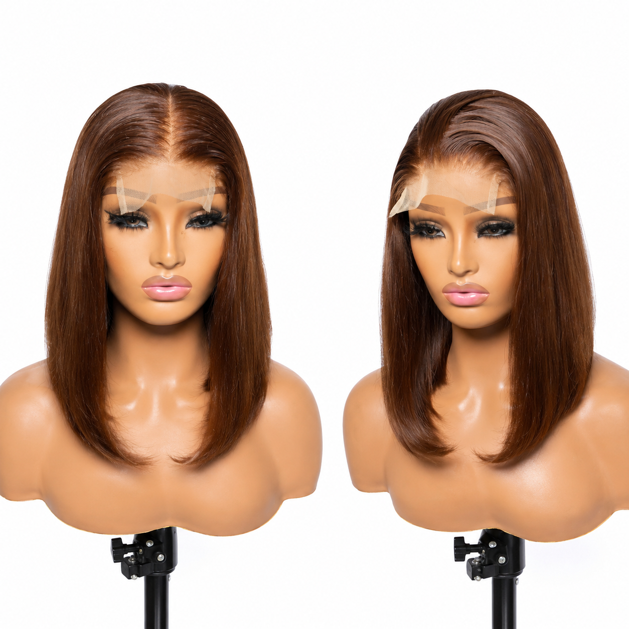 Natural Brown Straight Bob Human Hair Wig