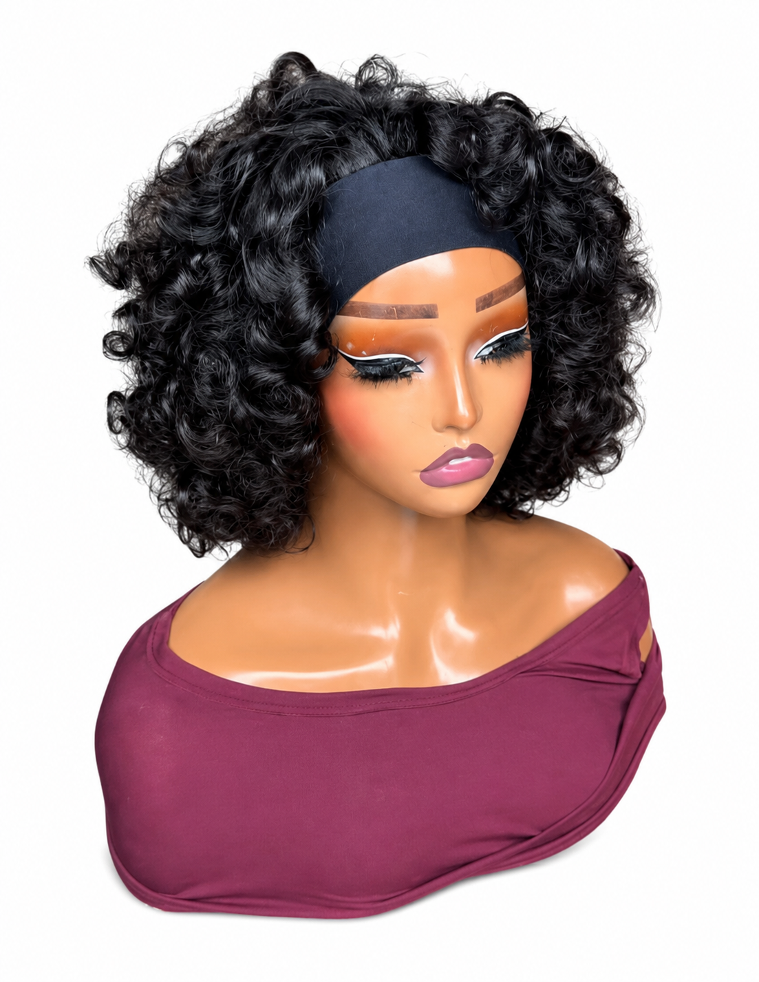 Premium Human Hair Bounce Wig with Headband 10inches