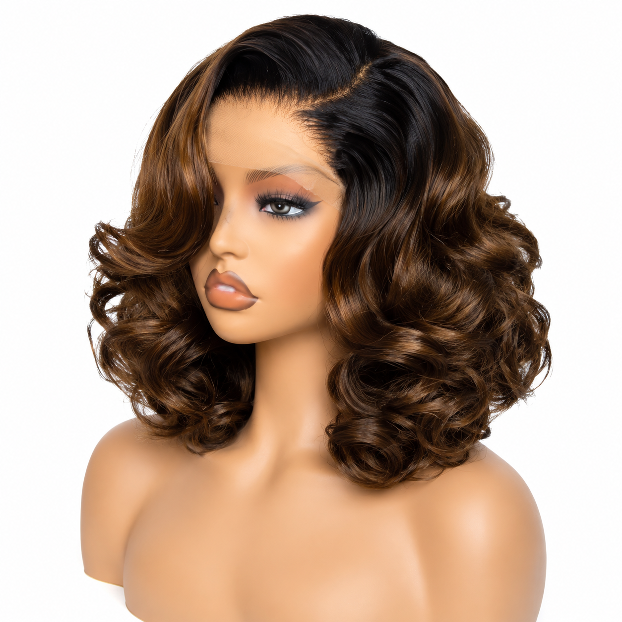 Bounce Curly Bob Human Hair Wig - Chocolate Brown