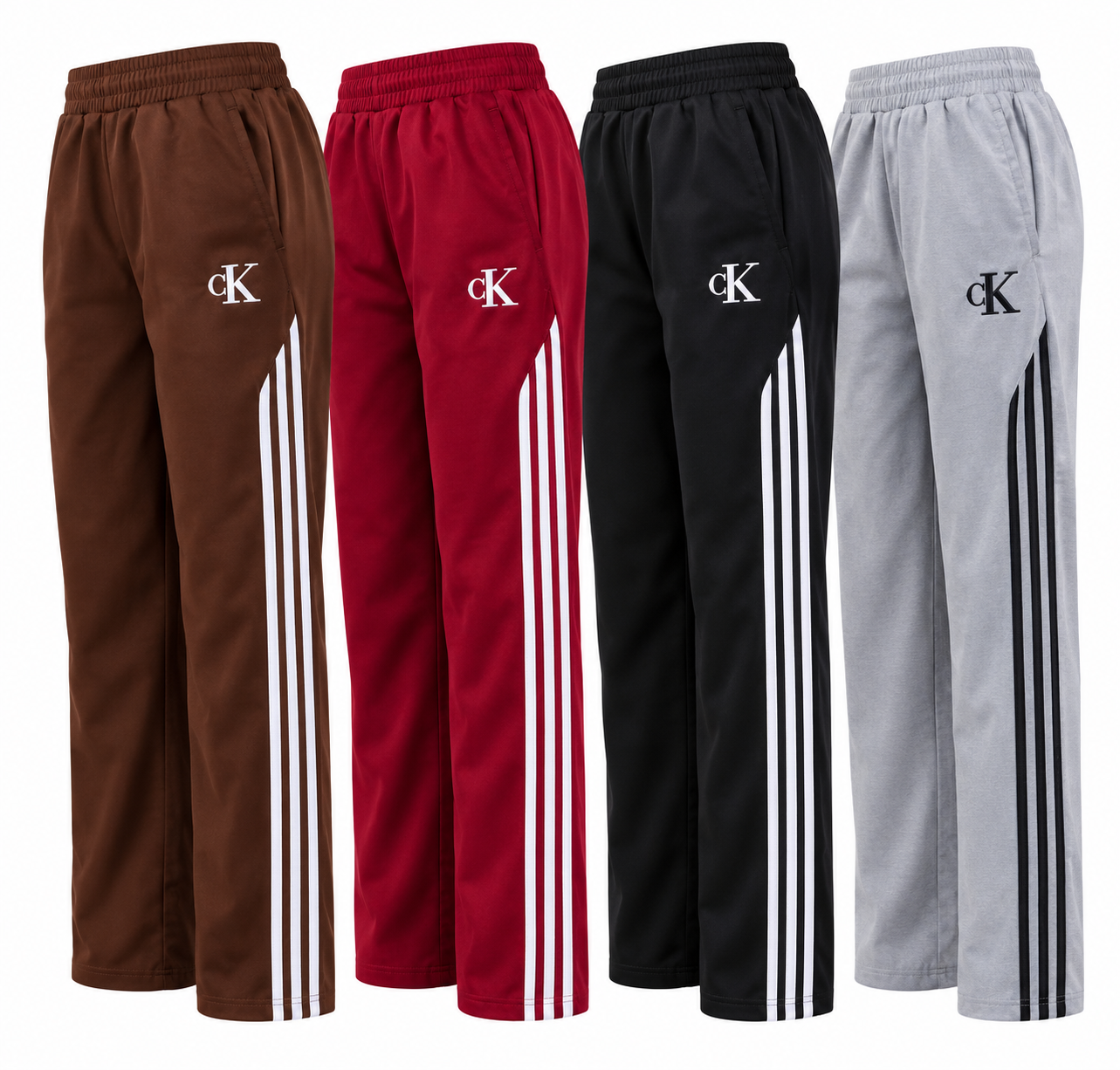 Men's Casual Straight-Leg Track Pants with Three Side Stripes